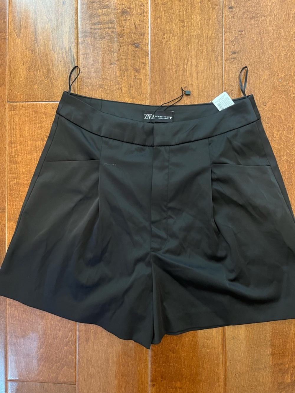 Zara Black satin Pleated Women's Shorts size small
